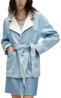 (W) 卡尔拉格斐拼色休闲街头风长袖夹克蓝色 241L1446 Shop (W) 卡尔拉格斐拼色休闲街头风长袖夹克蓝色 241L1446