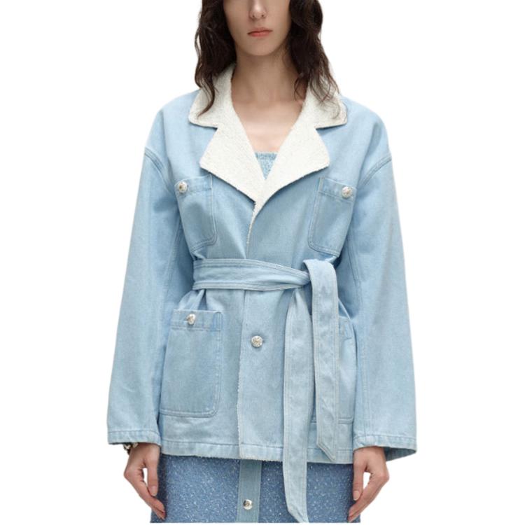 Purchase (W) 卡尔拉格斐拼色休闲街头风长袖夹克蓝色 241L1446