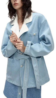 (W) 卡尔拉格斐拼色休闲街头风长袖夹克蓝色 241L1446 Cheap (W) 卡尔拉格斐拼色休闲街头风长袖夹克蓝色 241L1446