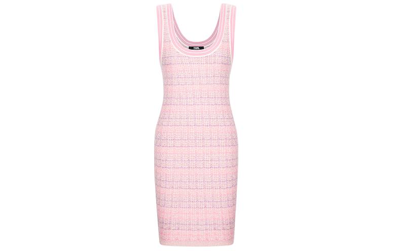(Women) KARL LAGERFELD Colorblock Striped Knit Sleeveless Dress Pink -  Casual Wear 241E13A1