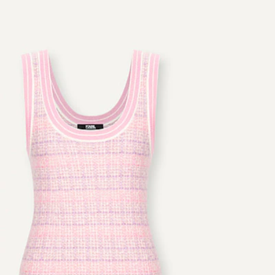 (W) Vestido sin mangas de punto a rayas Karl Lagerfeld Colorblock Rosa - Casual. 241E13A1 Details for (W) Vestido sin mangas de punto a rayas Karl Lagerfeld Colorblock Rosa - Casual. 241E13A1