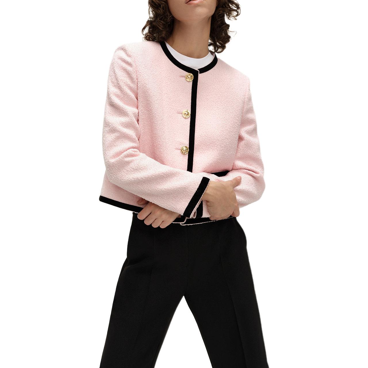 Purchase (Women) Karl Lagerfeld Contrast Color Long Sleeve Button Jacket Pink Women. E37W15C5