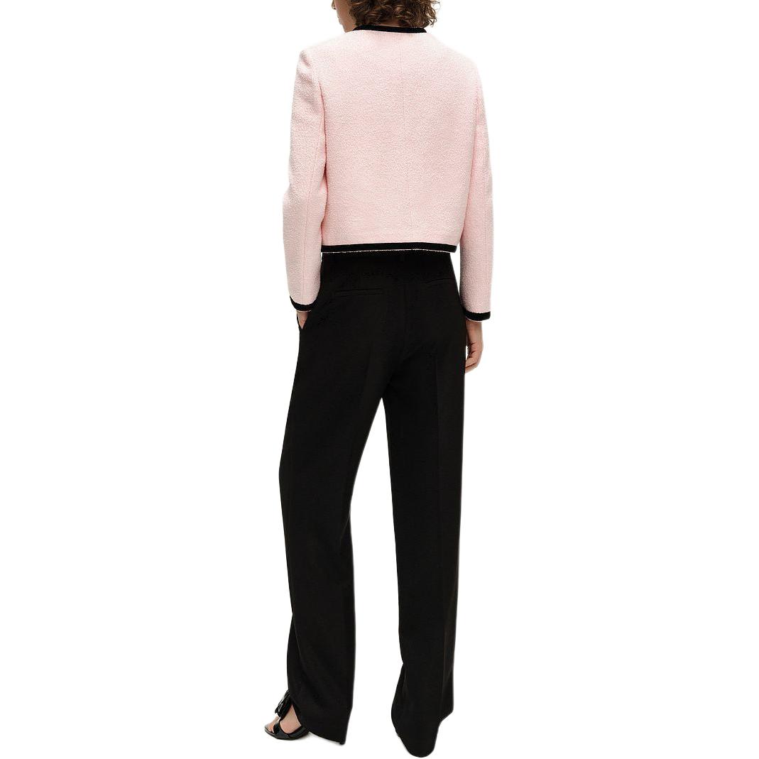 Details for (Women) Karl Lagerfeld Contrast Color Long Sleeve Button Jacket Pink Women. E37W15C5