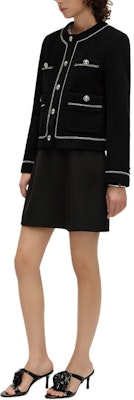 (Women) KARL LAGERFELD Contrast Trim Cropped Button-Up Long Sleeve Jacket Women Black E37W15C7 Purchase (Women) KARL LAGERFELD Contrast Trim Cropped Button-Up Long Sleeve Jacket Women Black E37W15C7