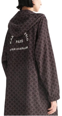 (Women) KARL LAGERFELD FW23 Black Logo Print Mid-Length Hooded Coat. 236L1567 Shop (Women) KARL LAGERFELD FW23 Black Logo Print Mid-Length Hooded Coat. 236L1567