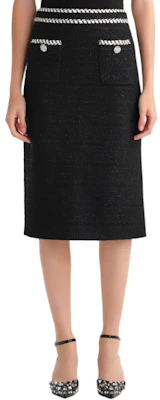 (W) KARL LAGERFELD FW23 Gaun Midi A-Line Hitam Kasual dengan Desain Kancing Solid 236L1218 Details for (W) KARL LAGERFELD FW23 Gaun Midi A-Line Hitam Kasual dengan Desain Kancing Solid 236L1218