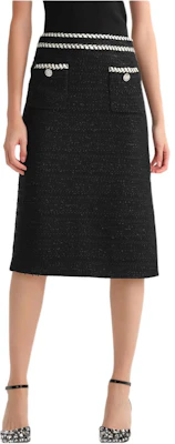 (W) KARL LAGERFELD FW23 Gaun Midi A-Line Hitam Kasual dengan Desain Kancing Solid 236L1218 Sizing (W) KARL LAGERFELD FW23 Gaun Midi A-Line Hitam Kasual dengan Desain Kancing Solid 236L1218