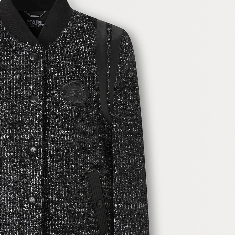 Details for (Women) KARL LAGERFELD FW23  Black Single-Breasted Logo Long Sleeve Jacket 236L1417