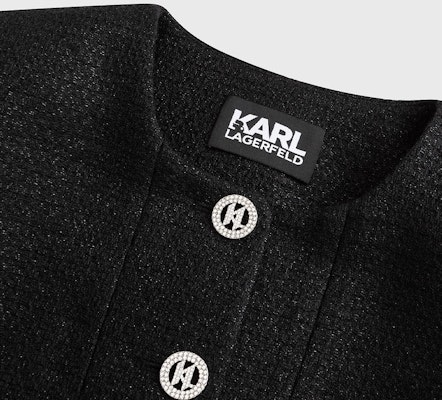 (Women) KARL LAGERFELD FW23 Black Tweed Single-Breasted Long Sleeve Jacket. 237W1599 Purchase (Women) KARL LAGERFELD FW23 Black Tweed Single-Breasted Long Sleeve Jacket. 237W1599