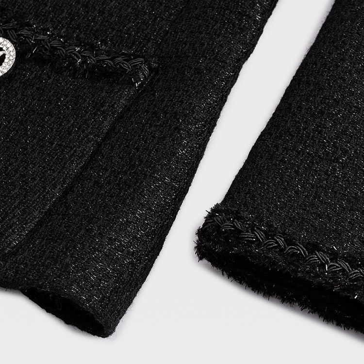 Details for (Women) KARL LAGERFELD FW23  Black Tweed Single-Breasted Long Sleeve Jacket. 237W1599