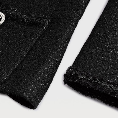 (Women) KARL LAGERFELD FW23 Black Tweed Single-Breasted Long Sleeve Jacket. 237W1599 Details for (Women) KARL LAGERFELD FW23 Black Tweed Single-Breasted Long Sleeve Jacket. 237W1599