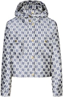 (Women) KARL LAGERFELD FW23 Light Gray Zip-Up Cotton Jacket with Logo Design 237W1571 (Women) KARL LAGERFELD FW23 Light Gray Zip-Up Cotton Jacket with Logo Design 237W1571