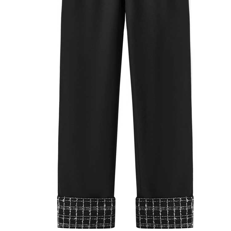 Shop (Women) KARL LAGERFELD FW23  Tweed Check Pleated Suit Pants Black 236L1011