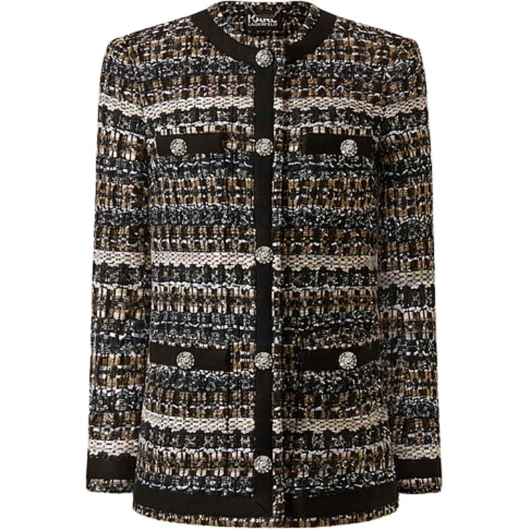 (Women) KARL LAGERFELD FW23  Tweed Long Sleeve Single-Breasted Jacket - Multicolor 236L1422