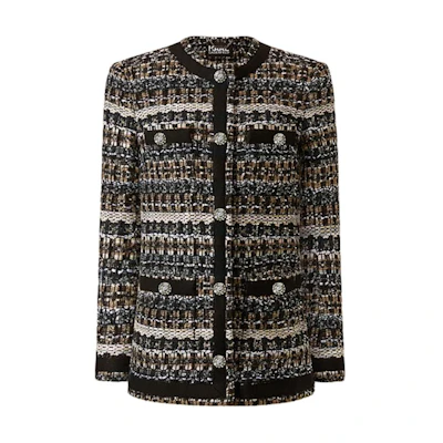 (Women) KARL LAGERFELD FW23 Tweed Long Sleeve Single-Breasted Jacket - Multicolor 236L1422