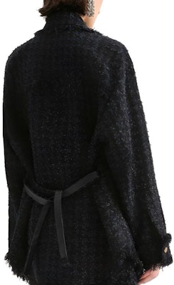 (W) カール ラガーフェルド FW23 ツイード パッチワーク シングルブレスト ジャケット ネイビー 236L1657 Details for (W) カール ラガーフェルド FW23 ツイード パッチワーク シングルブレスト ジャケット ネイビー 236L1657