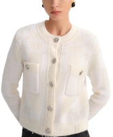 (Women) KARL LAGERFELD FW23 White Single-Breasted Tweed Long Sleeve Jacket 236L2049 (Women) KARL LAGERFELD FW23 White Single-Breasted Tweed Long Sleeve Jacket 236L2049