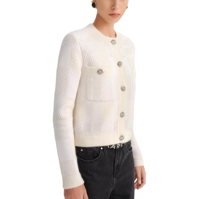 Lookbook (Women) KARL LAGERFELD FW23  White Single-Breasted Tweed Long Sleeve Jacket 236L2049