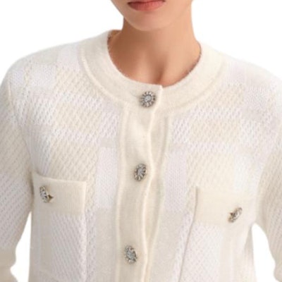 (Women) KARL LAGERFELD FW23 White Single-Breasted Tweed Long Sleeve Jacket 236L2049 Purchase (Women) KARL LAGERFELD FW23 White Single-Breasted Tweed Long Sleeve Jacket 236L2049