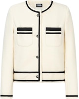 (Women) KARL LAGERFELD FW23 Colorblock Round Neck Short Jacket Beige (). E36W1496 (Women) KARL LAGERFELD FW23 Colorblock Round Neck Short Jacket Beige (). E36W1496