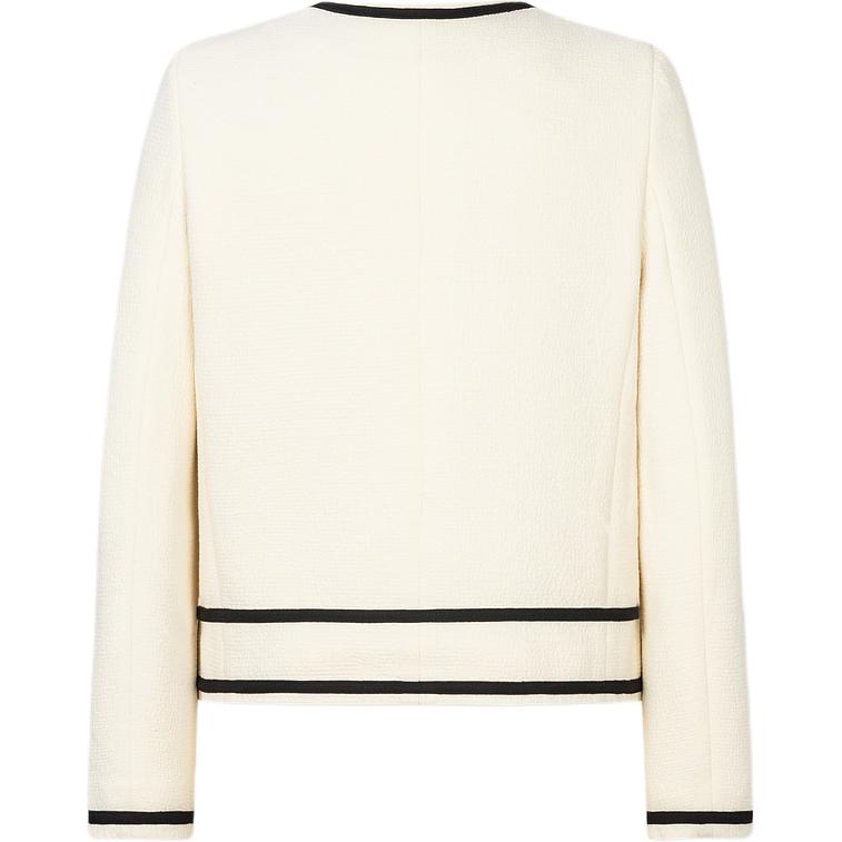 Lookbook (Women) KARL LAGERFELD FW23 Colorblock Round Neck Short Jacket Beige (). E36W1496