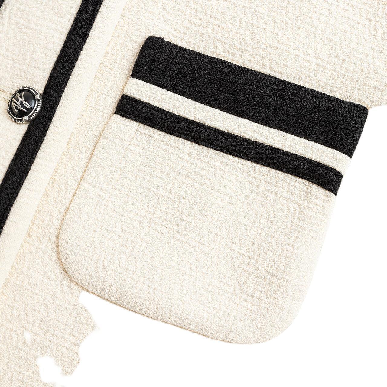 Purchase (Women) KARL LAGERFELD FW23 Colorblock Round Neck Short Jacket Beige (). E36W1496