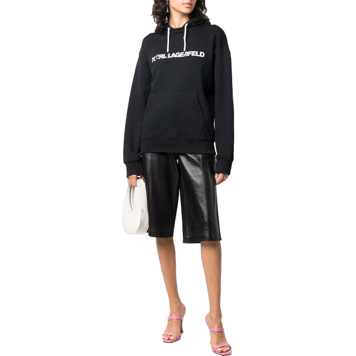 Lookbook (W) 卡尔·拉格斐 FW23 字母标志印花黑色卫衣 220W1880999