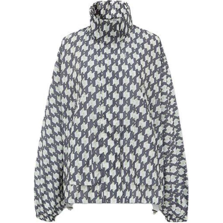 (Women) Karl Lagerfeld Monogram Logo Print Long Sleeve Jacket Black White 231L1517250