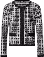 (Women) Karl Lagerfeld Plaid Colorblock Knit Sweater Black White Luxury Streetwear E41W2039 (Women) Karl Lagerfeld Plaid Colorblock Knit Sweater Black White Luxury Streetwear E41W2039