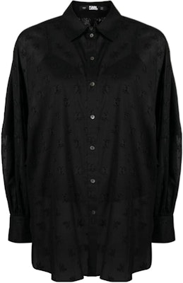 (Women) KARL LAGERFELD SS23 Black Floral Logo Long Sleeve Shirt. 231W1601999 Buy (Women) KARL LAGERFELD SS23 Black Floral Logo Long Sleeve Shirt. 231W1601999