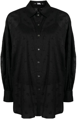 (Women) KARL LAGERFELD SS23 Black Floral Logo Long Sleeve Shirt. 231W1601999 Order (Women) KARL LAGERFELD SS23 Black Floral Logo Long Sleeve Shirt. 231W1601999