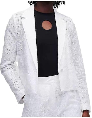 (Women) KARL LAGERFELD SS23 White Solid Blazer Long Sleeve Jacket. 231W1401 Order (Women) KARL LAGERFELD SS23 White Solid Blazer Long Sleeve Jacket. 231W1401