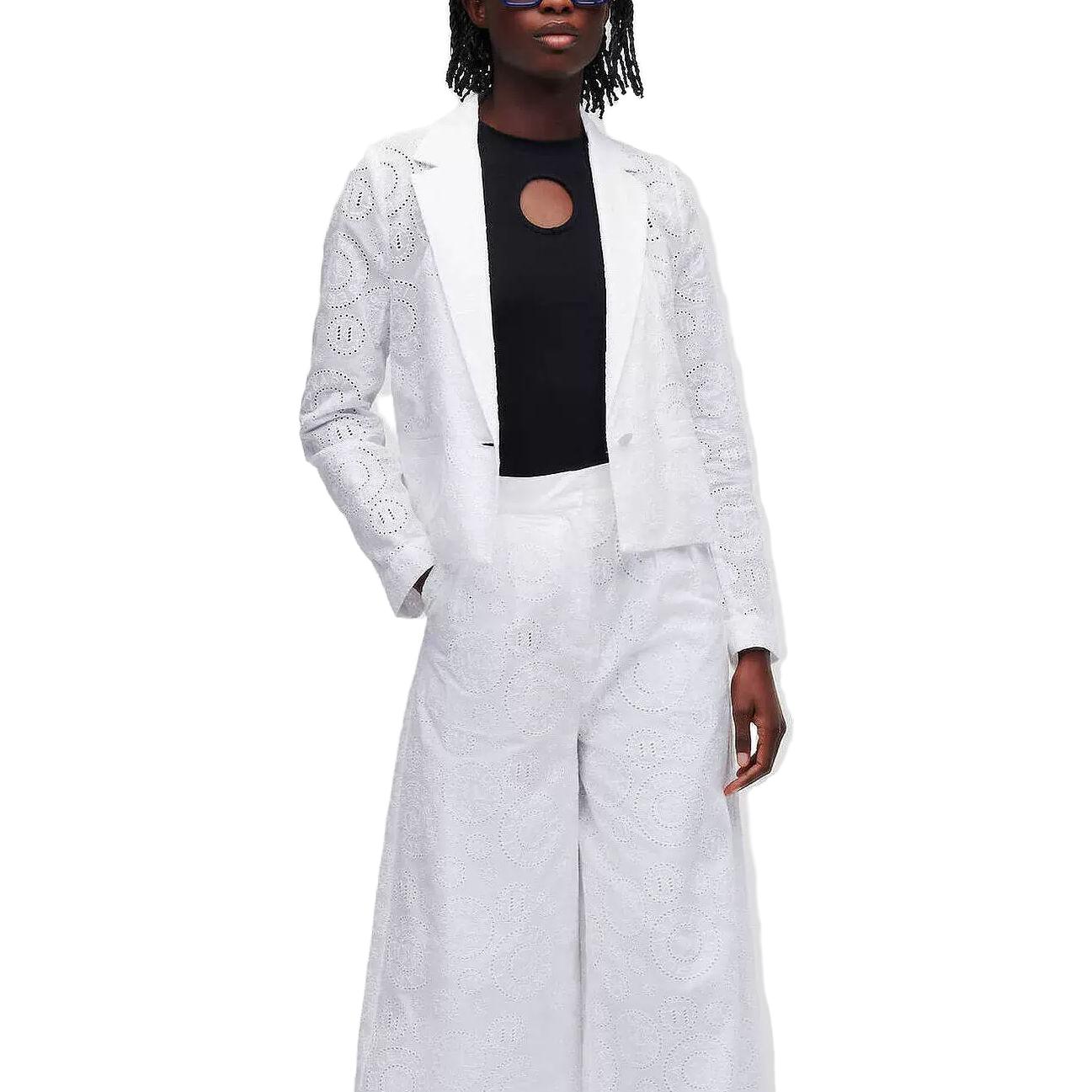 Lookbook (Women) KARL LAGERFELD SS23  White Solid Blazer Long Sleeve Jacket. 231W1401