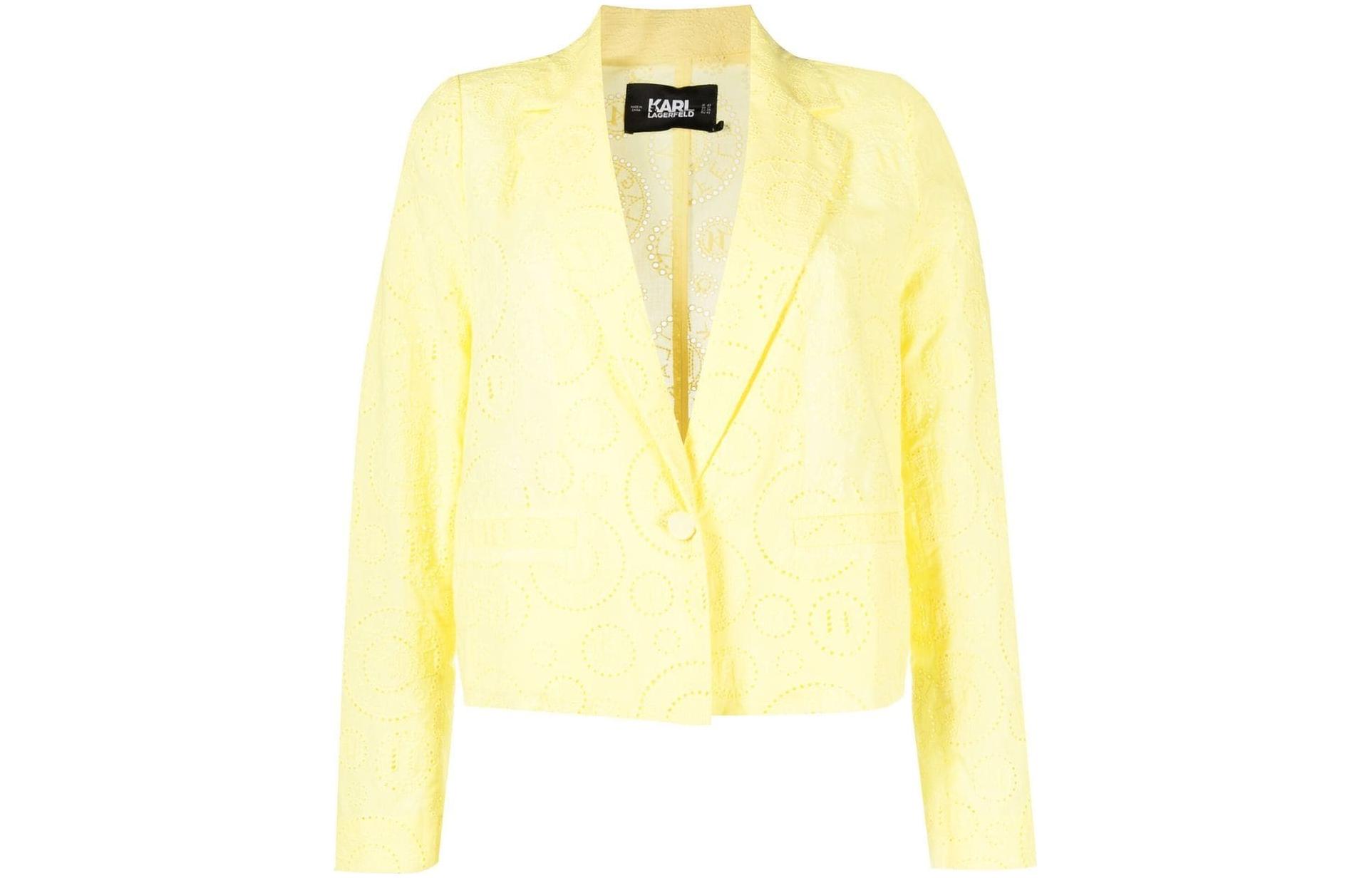 Order (W) 卡尔拉格斐 SS23 黄色镂空设计长袖短款西装外套 231W1401727