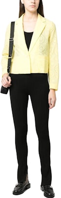 (Women) KARL LAGERFELD SS23 Yellow Cropped Long Sleeve Blazer with Hollow Design 231W1401727 Lookbook (Women) KARL LAGERFELD SS23 Yellow Cropped Long Sleeve Blazer with Hollow Design 231W1401727