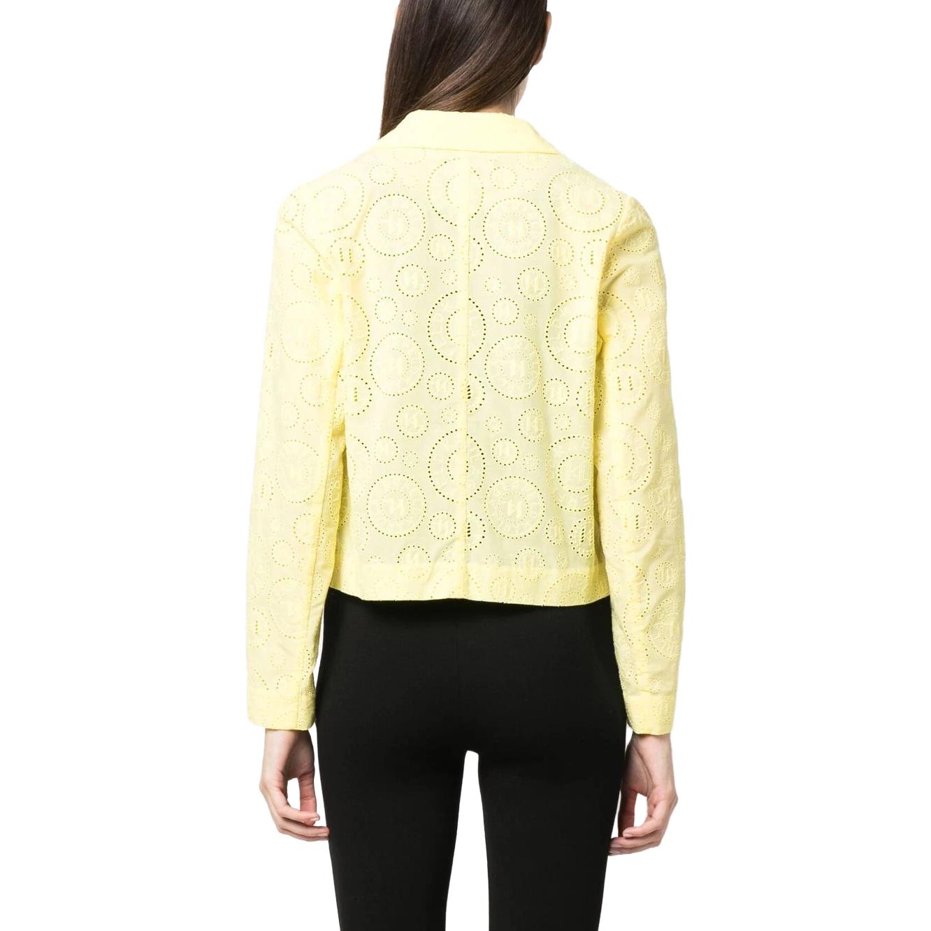 Shop (W) 卡尔拉格斐 SS23 黄色镂空设计长袖短款西装外套 231W1401727