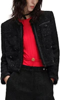 (Women) KARL LAGERFELD SS24 Black Cropped Woven Long-Sleeve Jacket. 241L1410 (Women) KARL LAGERFELD SS24 Black Cropped Woven Long-Sleeve Jacket. 241L1410