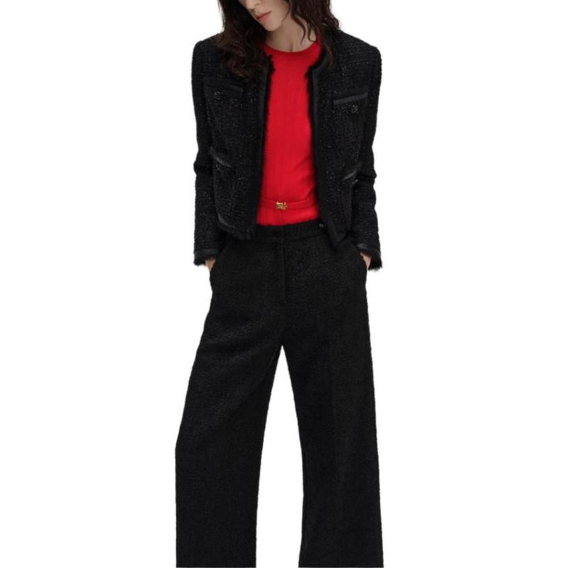 (Women) KARL LAGERFELD SS24  Black Cropped Woven Long-Sleeve Jacket. 241L1410 圖 3