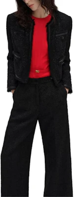 (Women) KARL LAGERFELD SS24 Black Cropped Woven Long-Sleeve Jacket. 241L1410 Lookbook (Women) KARL LAGERFELD SS24 Black Cropped Woven Long-Sleeve Jacket. 241L1410