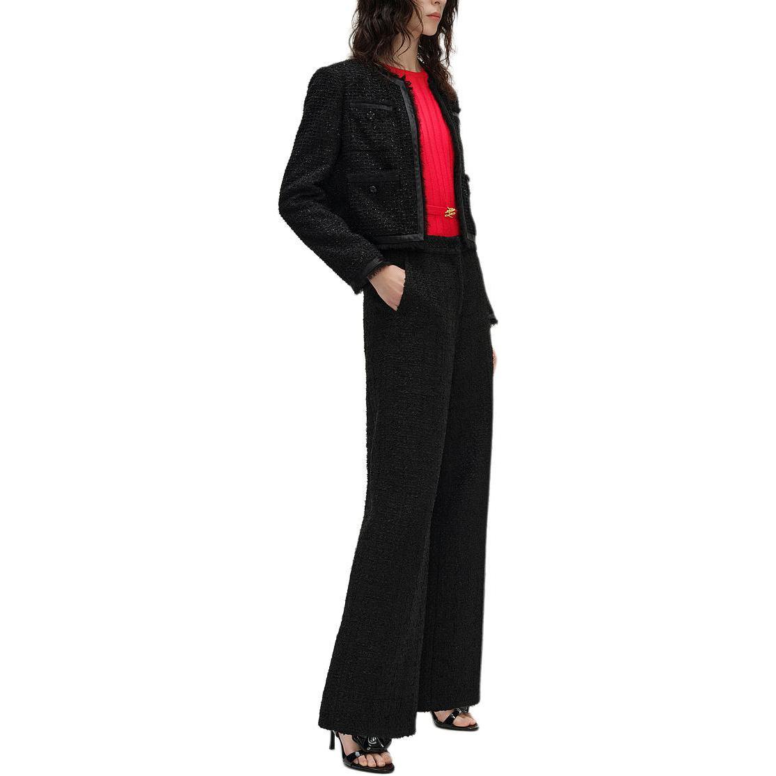 (Women) KARL LAGERFELD SS24  Black Cropped Woven Long-Sleeve Jacket. 241L1410 圖 5