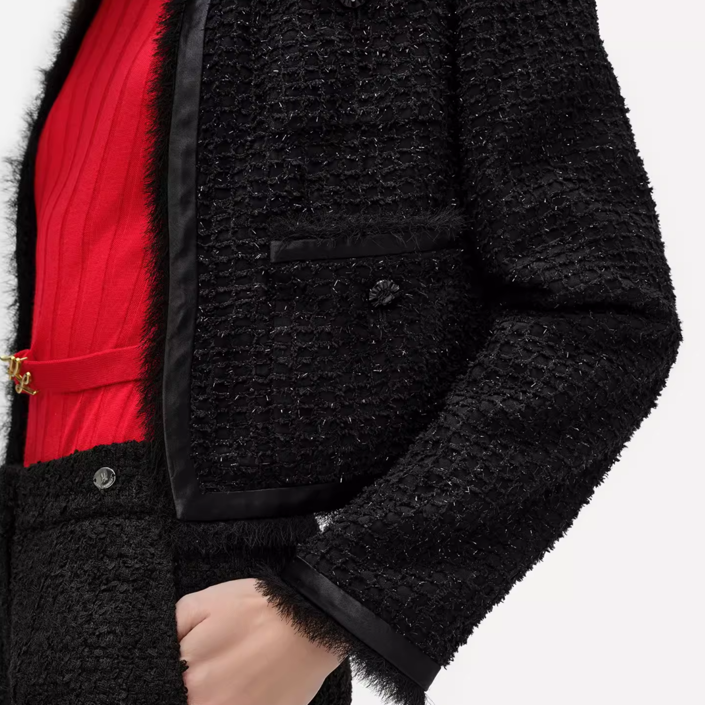 (Women) KARL LAGERFELD SS24  Black Cropped Woven Long-Sleeve Jacket. 241L1410 圖 8