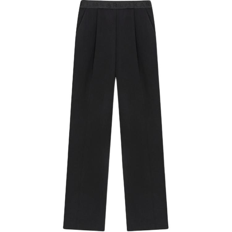 Order (Women) KARL LAGERFELD SS24  Black Pleated Straight-Leg Casual Pants. 241L1015