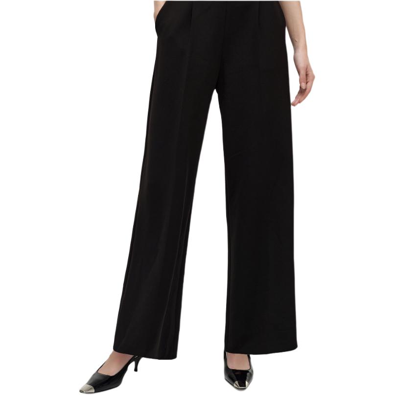 Details for (Women) KARL LAGERFELD SS24  Black Pleated Straight-Leg Casual Pants. 241L1015