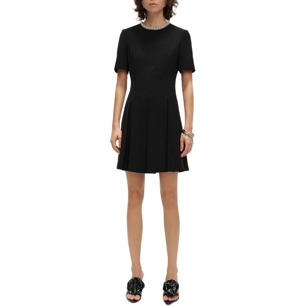 (Women) KARL LAGERFELD SS24  Black Rhinestone Waist Slim Short Sleeve Dress E41W1351 圖 3