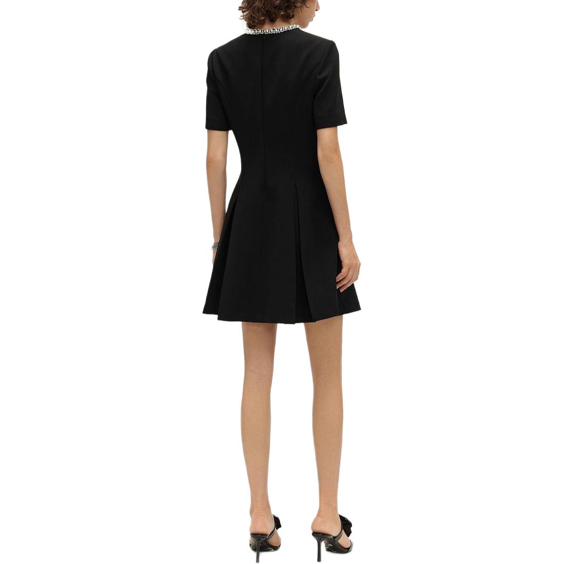 (Women) KARL LAGERFELD SS24  Black Rhinestone Waist Slim Short Sleeve Dress E41W1351 圖 4