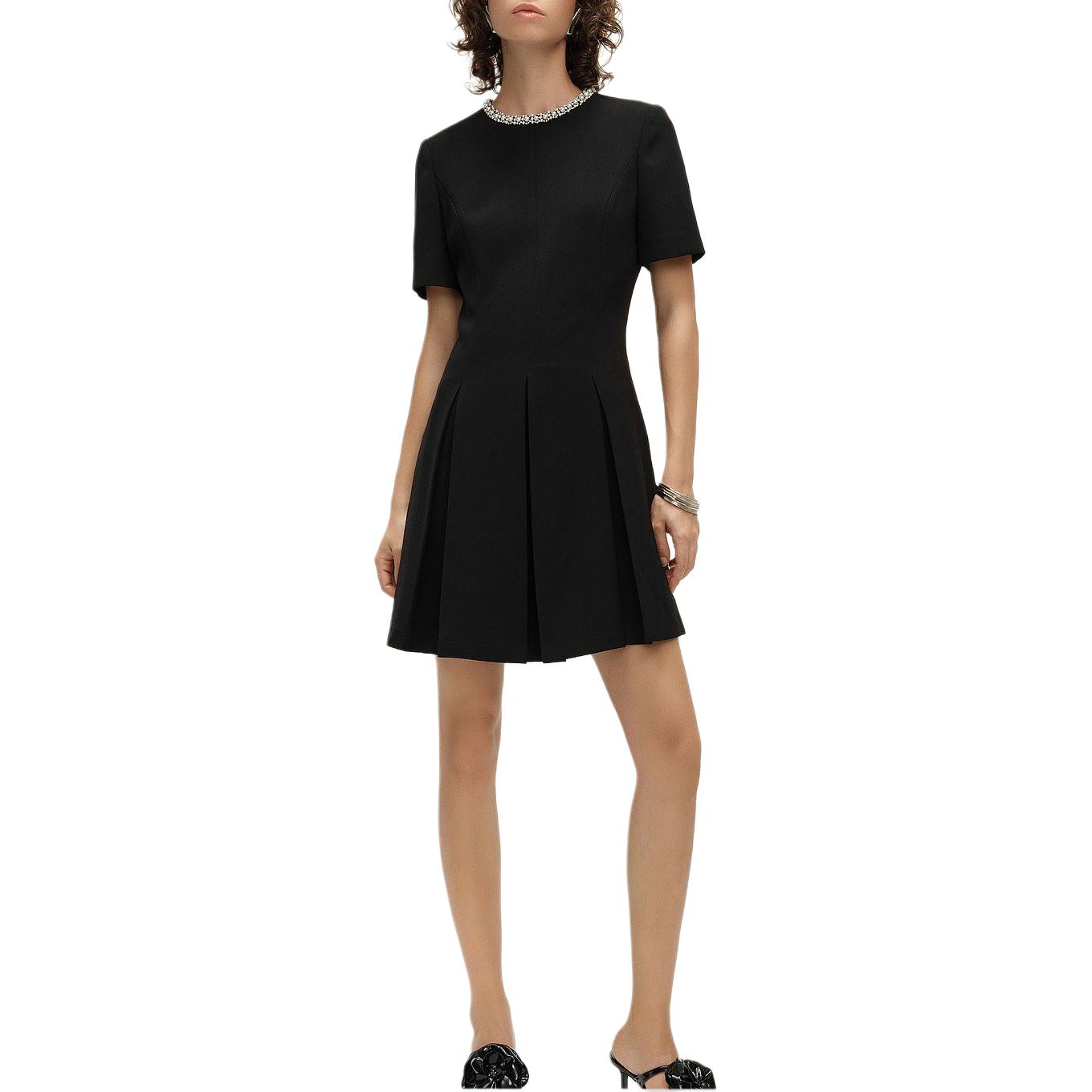 (Women) KARL LAGERFELD SS24  Black Rhinestone Waist Slim Short Sleeve Dress E41W1351 圖 5