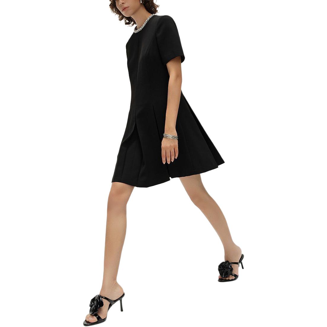 (Women) KARL LAGERFELD SS24  Black Rhinestone Waist Slim Short Sleeve Dress E41W1351 圖 6