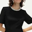Sizing (Women) KARL LAGERFELD SS24 Black Rhinestone Waist Slim Short Sleeve Dress E41W1351