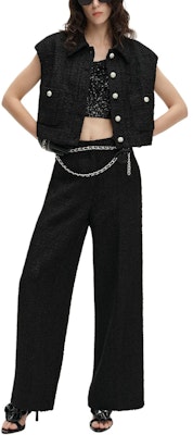 (Women) KARL LAGERFELD SS24 Black Tweed Notched Collar Buttoned Vest 241L1541 Lookbook (Women) KARL LAGERFELD SS24 Black Tweed Notched Collar Buttoned Vest 241L1541