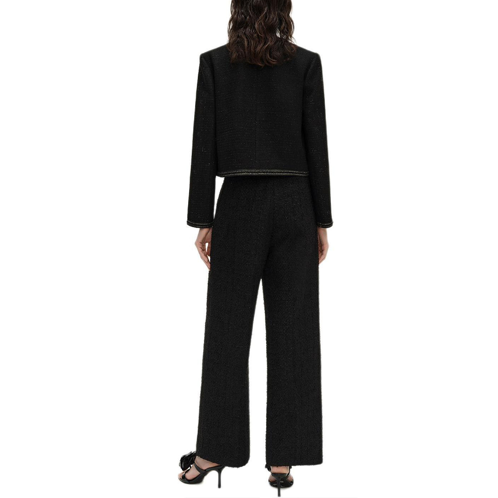 Sizing (Women) KARL LAGERFELD SS24  Black Tweed Short Jacket with Rhinestones. 241L1413